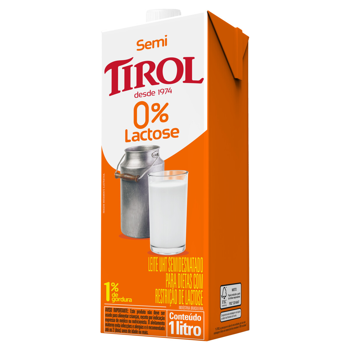 Leite Uht Semidesnatado Zero Lactose Tirol Caixa Tampa L Sonda