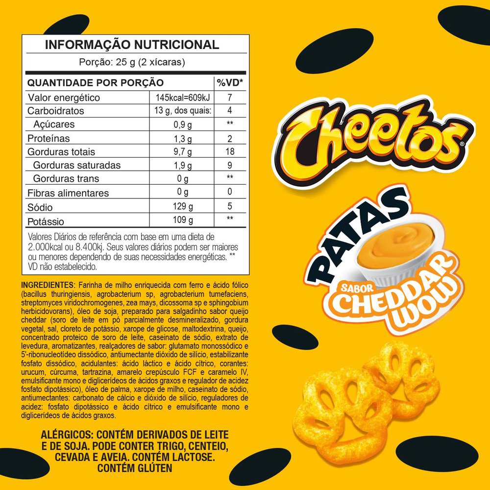 Ofertas de Salgadinho Cheetos Patas com Anitta Cheddar Wow 61g