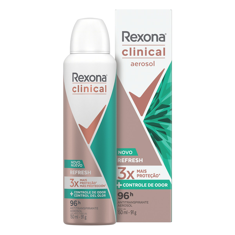 ANTITRANSPIRANTE AEROSSOL REFRESH REXONA CLINICAL 150ML SPRAY -  GTIN/EAN/UPC 7891150089952 - Cadastro de Produto com Tributação e NCM -  Cosmos