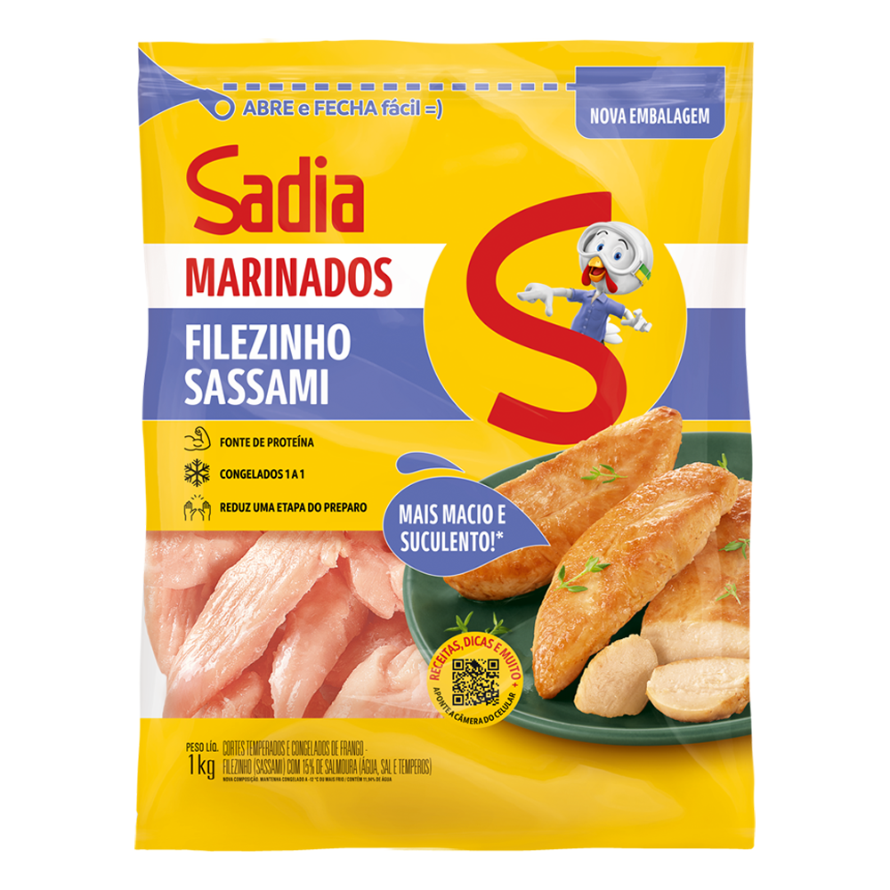 Filezinho Sassami De Frango Congelado Temperado Sadia Marinados 1kg Sonda Supermercado Delivery 6678