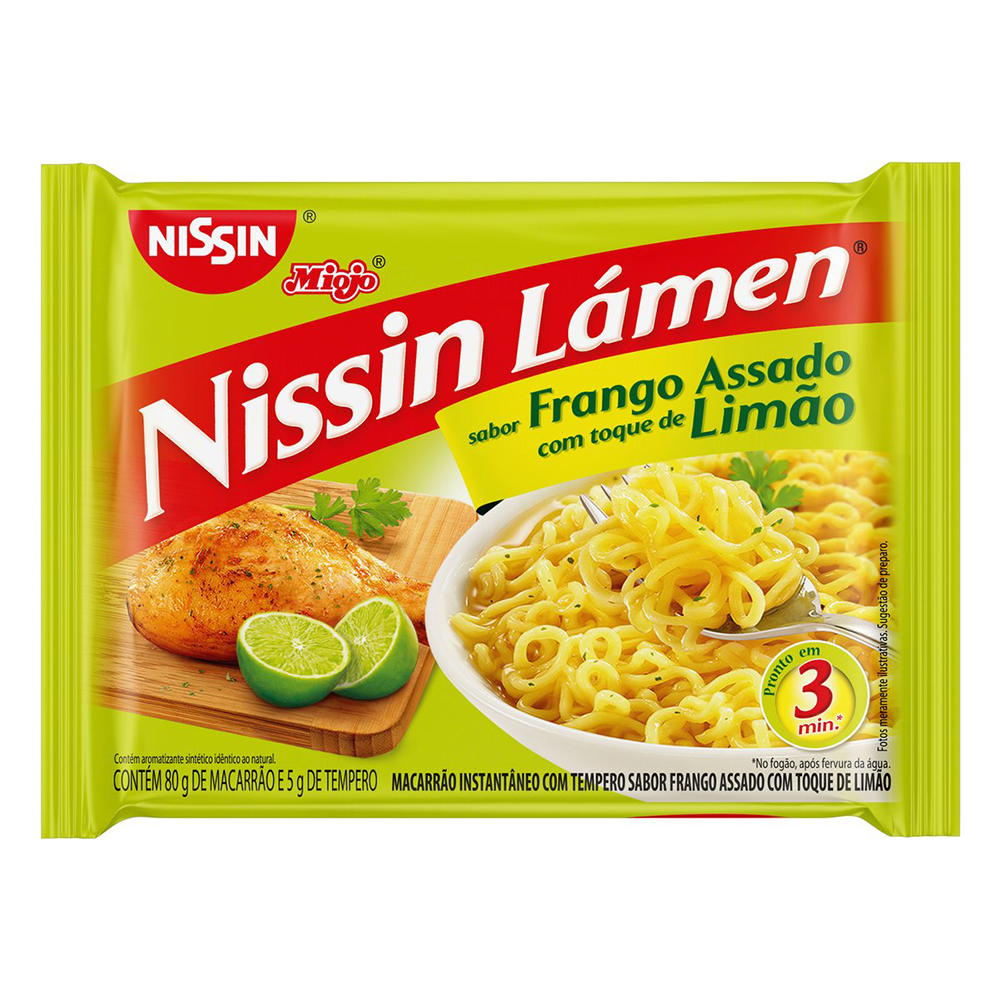 Macarrão Instantâneo Lámen Frango Assado com Toque de Limão Nissin Miojo  85g - Sonda Supermercado Delivery