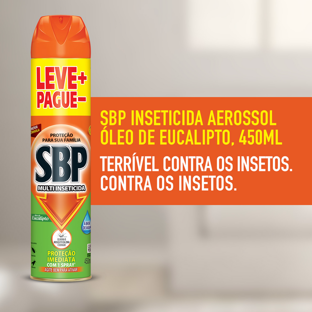 Multi-Inseticida SBP Óleo de Eucalipto Aerosol 450ml Grátis 150ml