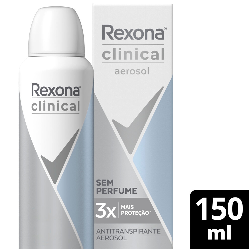 Desodorante Aerosol Rexona Clinical Sem Perfume 150ml - Soneda Perfumaria