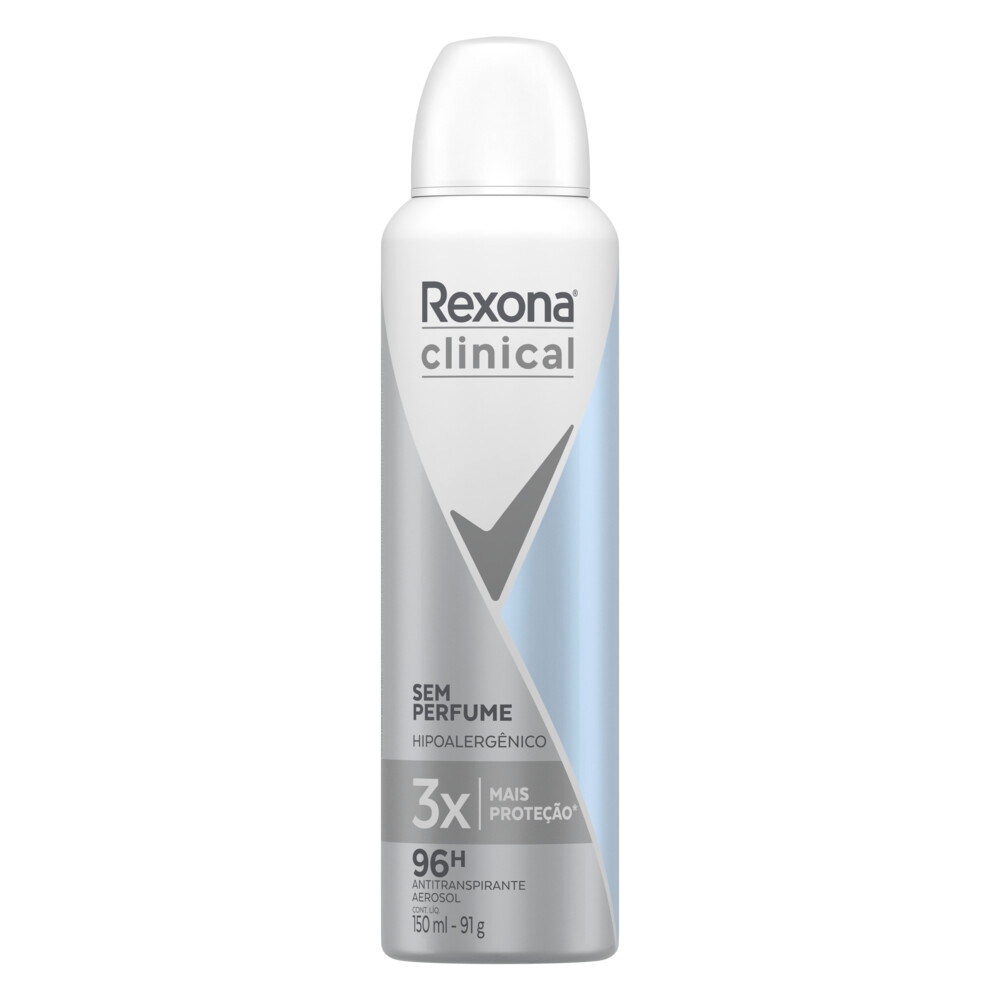 Desodorante Aerosol Rexona Clinical Sem Perfume 150ml - Soneda Perfumaria