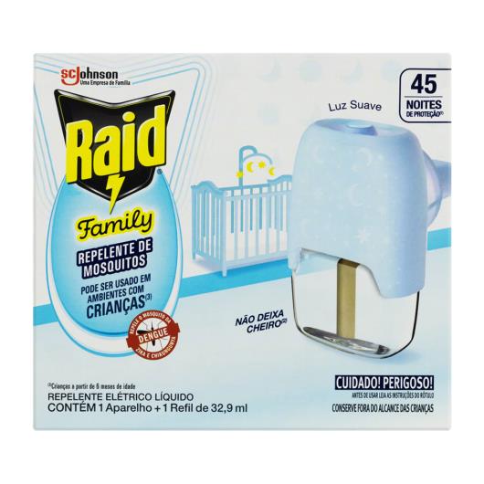 Kit Aparelho Elétrico + Refil Repelente Líquido 45 Noites Raid Family 32,9ml - Imagem em destaque