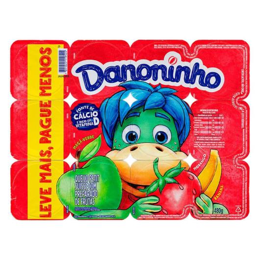 Danoninho Petit Suisse Morango , Banana e Maçã-Verde 480g 12 unidades - Imagem em destaque