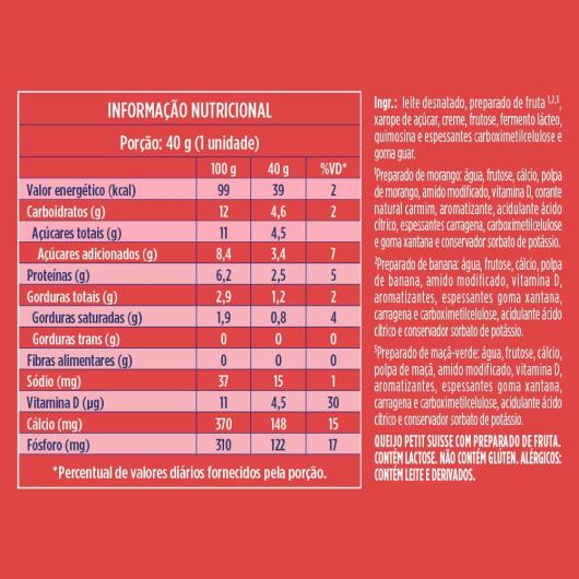 Danoninho Petit Suisse Morango , Banana e Maçã-Verde 480g 12 unidades - Imagem em destaque