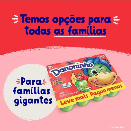 Danoninho Petit Suisse Morango , Banana e Maçã-Verde 480g 12 unidades - Imagem em destaque