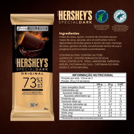Chocolate Hershey's Special Dark Tradicional 73% Cacau 85g - Imagem em destaque