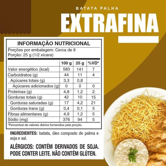 Batata Palha Extrafina Elma Chips Pacote 205g Embalagem Econômica - Imagem em destaque