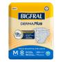 Fralda Descartável Adulto Bigfral Derma Plus M Pacote 8 Unidades