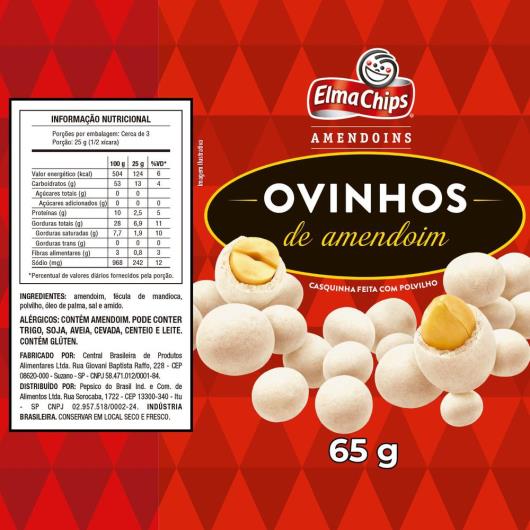 Ovinhos de Amendoim Elma Chips Pacote 65g - Imagem em destaque