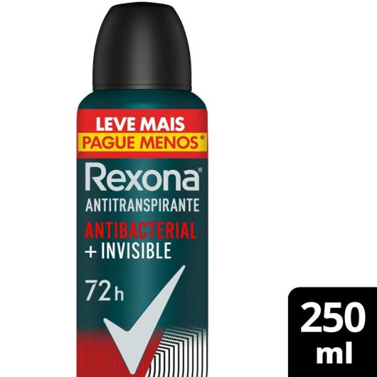 Antitranspirante Aerosol Rexona Men Antibacterial+Invisible 250 ml - Imagem em destaque