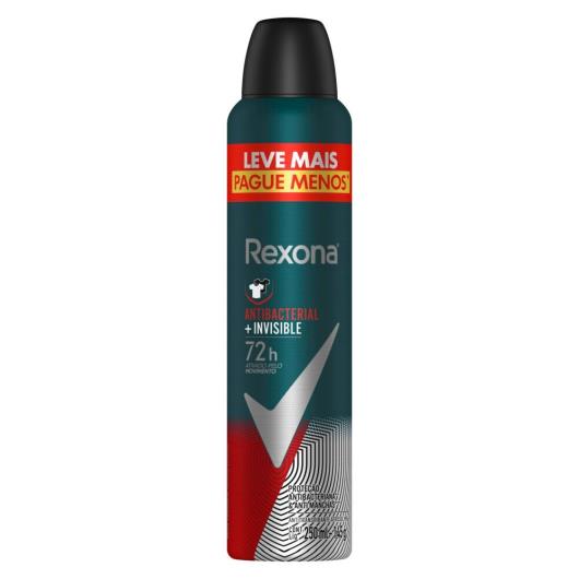 Antitranspirante Aerosol Rexona Men Antibacterial+Invisible 250 ml - Imagem em destaque