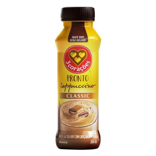 Bebida Láctea UHT Cappuccino Classic 3 Corações Frasco 260ml - Imagem em destaque