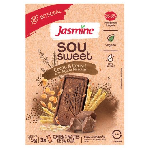 Biscoito Integral Cacau & Cereais Jasmine Sou Sweet Caixa 75g - Imagem em destaque