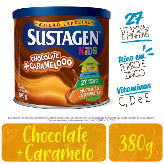 Complemento Alimentar Sustagen Kids Sabor Chocolate + Caramelo - Lata 380g - Imagem em destaque