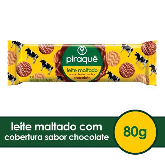 Biscoito Leite Maltado Cobertura Chocolate Piraquê Pacote 80g - Imagem em destaque