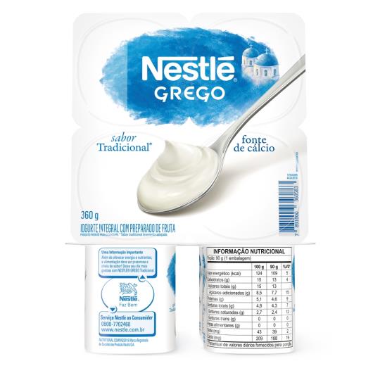 Iogurte Grego Tradicional Nestlé Bandeja 360g 4 Unidades - Imagem em destaque