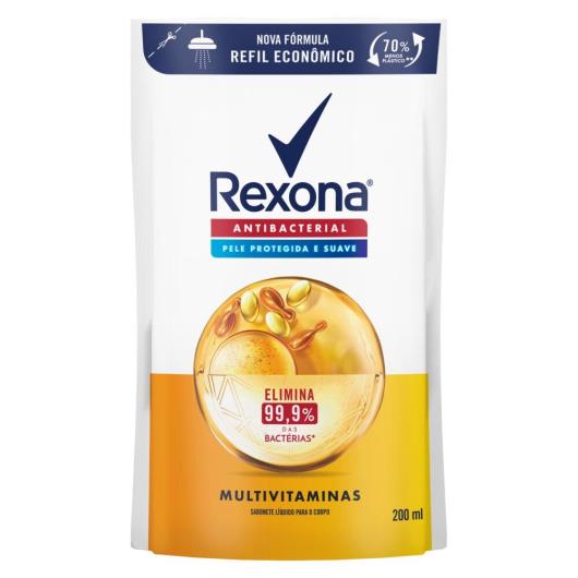 Sabonete Líquido Antibacterial Multivitaminas Rexona Sachê 200ml Refil Econômico - Imagem em destaque