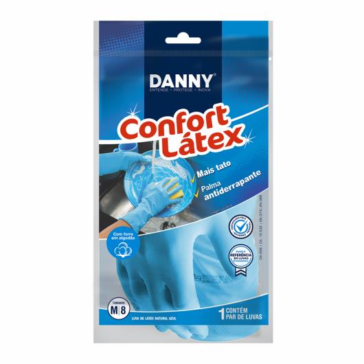 Luva de Proteção em Látex Natural Danny Grip Azul Tamanho M - Imagem em destaque