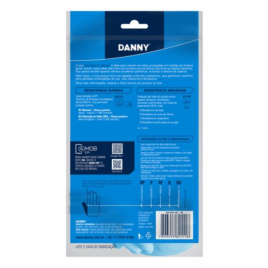 Luva de Proteção em Látex Natural Danny Grip Azul Tamanho M - Imagem em destaque