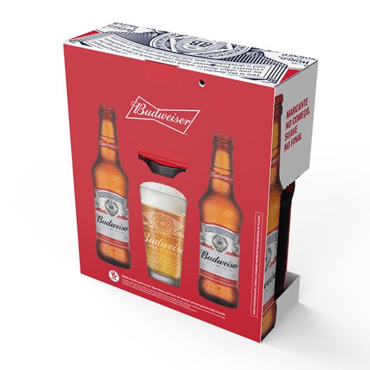Kit Cerveja Budweiser 330ml 2 Un + Copo Budweiser Vidro 350ml 1 Un - Imagem em destaque