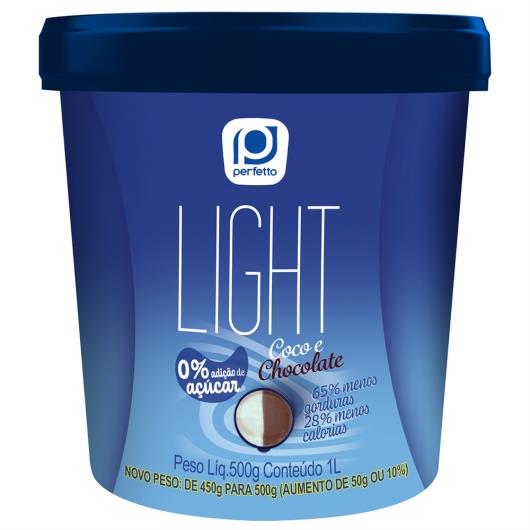 Sorvete Coco e Chocolate Light Perfetto Pote 1l - Imagem em destaque