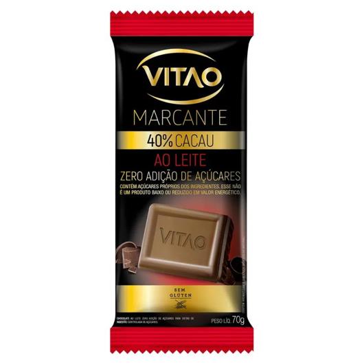 Chocolate Vitao Marcante ao leite 40% cacau zero açúcar 70g - Imagem em destaque