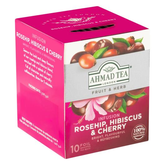 Chá Rosa Silvestre, Hibisco e Cereja Ahmad Tea London Fruit & Herb Caixa 20g 10 Unidades - Imagem em destaque