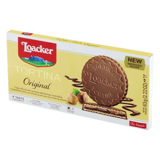 Wafer Original Recheio Creme de Avelã Cobertura Chocolate ao Leite Loacker Caixa 63g 3 Unidades - Imagem em destaque