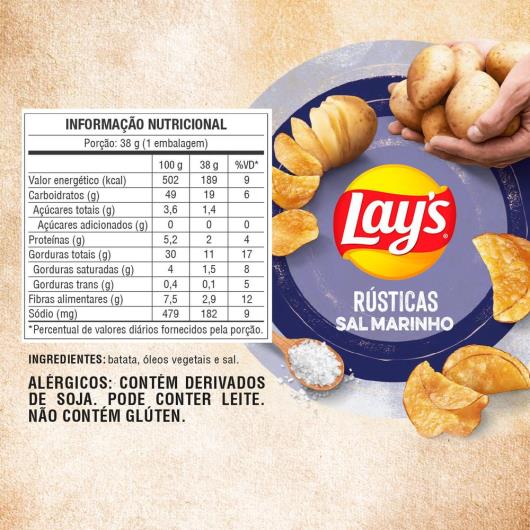 Batata Frita Lays Rústica Sal Marinho 68G - Imagem em destaque