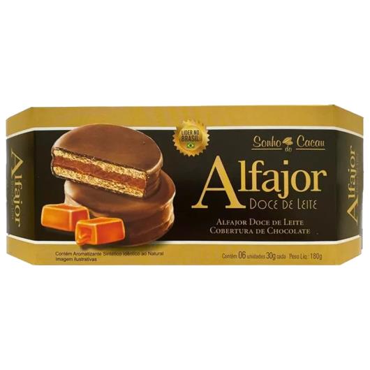 Alfajor Sonho do Cacau Recheio Doce de Leite Caixa 240g 6 Unidades - Imagem em destaque