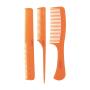 Kit Pente Para Cabelo Lanossi Laranja 3 Unidades