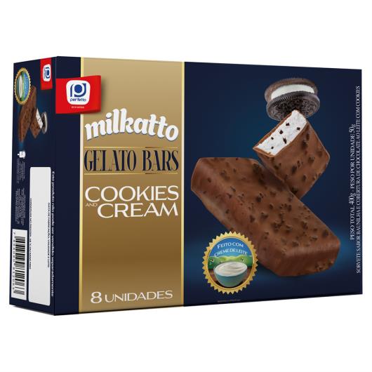 Pack Sorvete Cookies and Cream Perfetto Milkatto Gelato Bars Caixa 400g 8 Unidades - Imagem em destaque