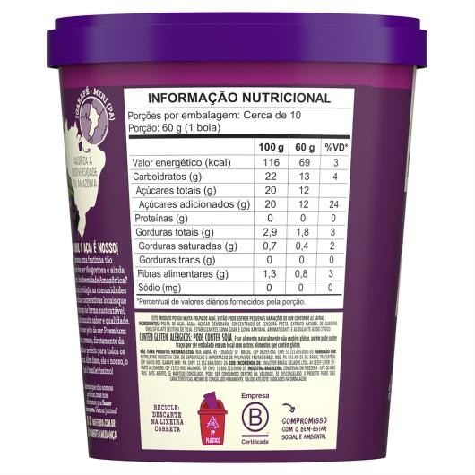 Sorbet Açaí Mãe Terra Premium Pote 700ml - Imagem em destaque