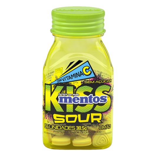 Pastilha Limão Zero Açúcar Mentos Kiss Sour Frasco 38,5g - Imagem em destaque