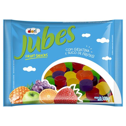 Bala de Goma Banana, Morango ou Framboesa Dori Jubes Fruit Snacks Pacote 300g - Imagem em destaque