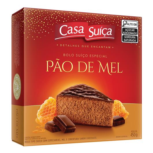 Bolo Suíço Pão de Mel Cobertura Chocolate Casa Suíça Caixa 450g - Imagem em destaque