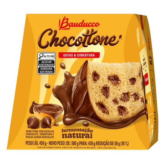 Panettone com Gotas de Chocolate Cobertura Chocolate Bauducco Chocottone Caixa 450g - Imagem em destaque