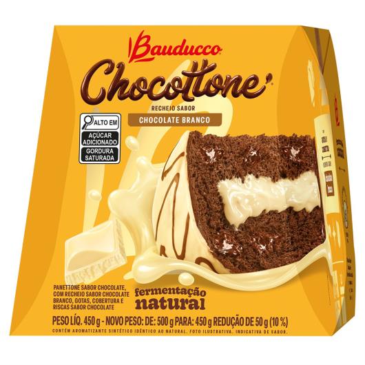 Panettone Chocolate Recheio e Cobertura Chocolate Branco Bauducco Chocottone Caixa 450g - Imagem em destaque