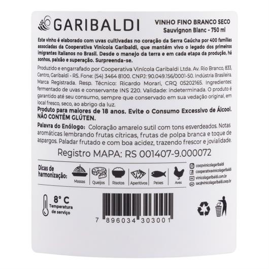 Vinho Terroir Garibaldi Sauvignon Blanc Serra Gaúcha Garrafa 750ml - Imagem em destaque