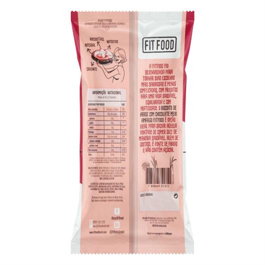 Biscoito de Arroz Cobertura Chocolate Meio Amargo Zero Açúcar Fit Food Pacote 60g - Imagem em destaque
