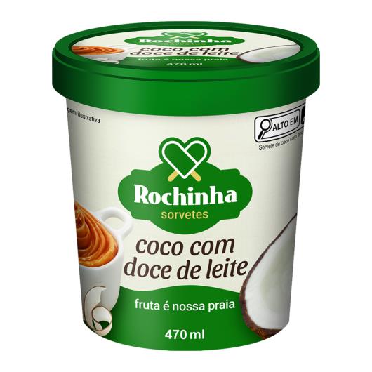 Sorvete Coco com Doce de Leite Rochinha Pote 470ml - Imagem em destaque