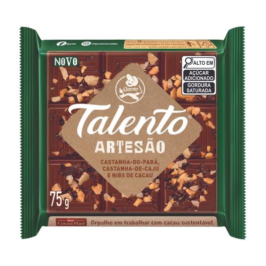 Chocolate Talento Artesão Castanha de Caju, Castanha do Pará e Nibs de Cacau 75g - Imagem em destaque