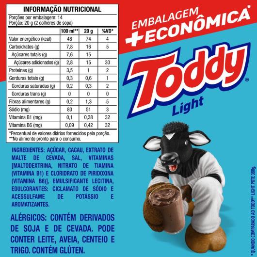 Achocolatado em Pó Light Toddy Pacote 280g Embalagem + Econômica - Imagem em destaque