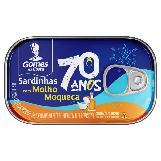 Sardinha com Molho Moqueca Gomes da Costa Lata 75g Edição Especial 70 Anos - Imagem em destaque