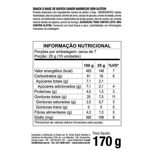 Snack de Batata Barbecue Schär Curvies Tubo 170g - Imagem em destaque