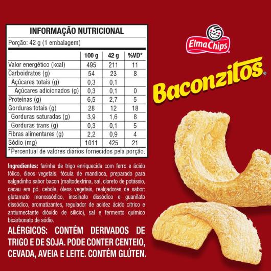 Salgadinho Bacon Elma Chips Baconzitos 42G - Imagem em destaque