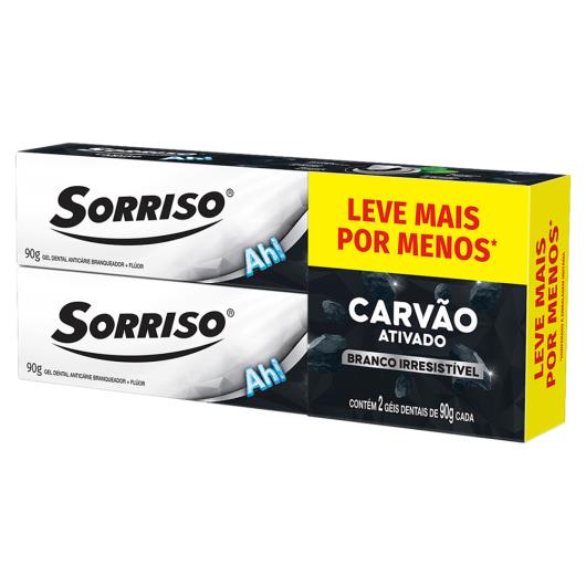 Pack Gel Dental Carvão Ativado Sorriso Branco Irresistível Caixa 2 Unidades 90g Cada Leve Mais Pague Menos - Imagem em destaque